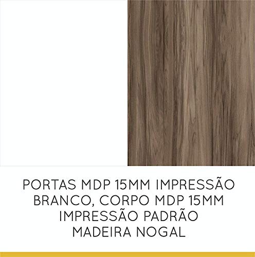 Armário de Cozinha 4 Portas 2 Gavetas Jr Nesher Móveis Branco/Madeirado