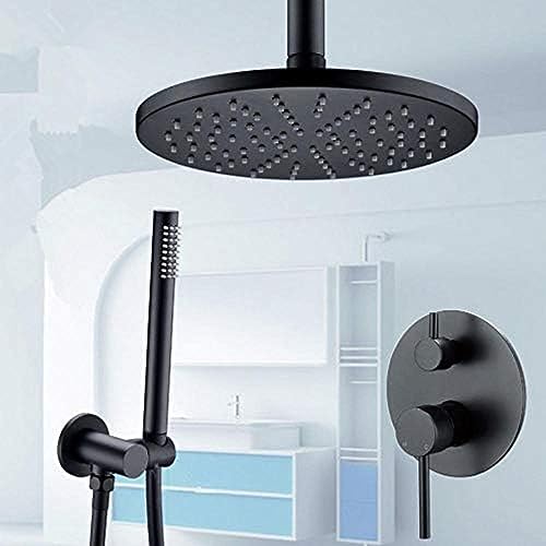 Robinet de salle de bain de luxe noir et kit de douche encastré pour spa à la maison