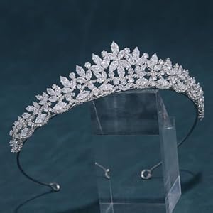 Silver CZ Wedding Tiaras for Brides Floral Princess Crowns for Women Cubic Zirconia Bridal Headband Sweet 16 Crown Birthday Hair Accessories Silver CZ Wedding Tiaras for Brides Floral Princess Crowns for Women Cubic Zirconia Bridal Headband Sweet 16 Crown Birthday Hair Accessories