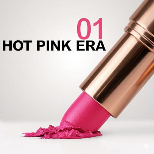 Image of One Wish Creamy Matte Lipstick Long Lasting for Women - Hot Pink Era Shade 01 | Full Coverage | Creamy Formula | Vitamin E, Almond Oil & Shea Butter for Moisturising Lip | 8 Hrs Lasting | Smooth Finish | 3.8 gm