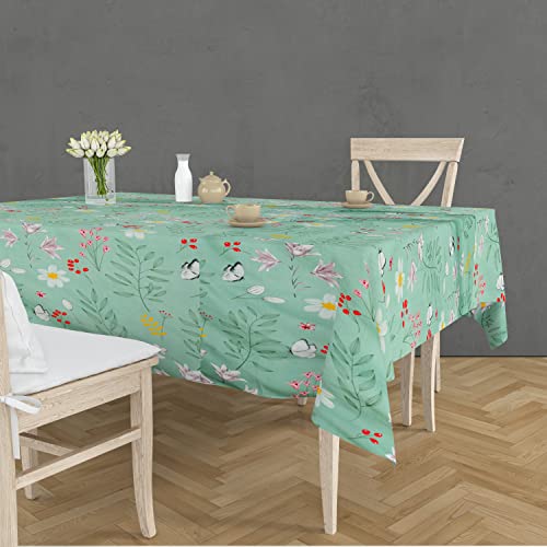 Image of Amazon Brand - Umi Super Soft Brushed Microfiber Cotton Dining Table Cloth, Printed Rectangular 6 Seater Table Cover 60X90(Inches)