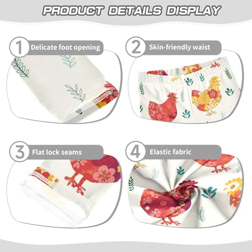 Girls Leggings Colorful Flower Chickens Hand Drawn Toddler Girls Clothes Leggings for Girls Toddler Girls Leggings 3-4T3