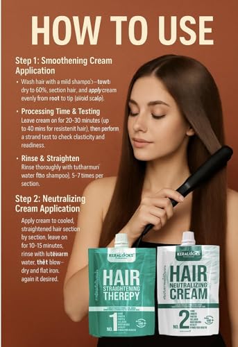Image of Hair Smoothening Cream Combo | Step 1 & Step 2 | 500ml Each | Smoothens, Straightens & Seals Hair | Enriched with Collagen, Keratin & Proteins | Salon-Quality Results at Home