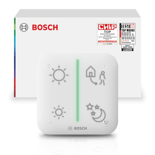 Bosch Smart Home Universalschalter II zur einfachen Steuerung smarter Geräte konfigurierbar für 4 belegbare Tasten Keypad-Funktion für codegeschütztes Aktivieren und Deaktivieren des Alarmsystem