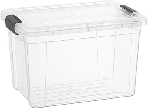 Superio Caja de almacenamiento transparente con tapa, contenedores de plástico de 8.75 cuartos de galón para organizar, cajas apilables, sin BPA, no