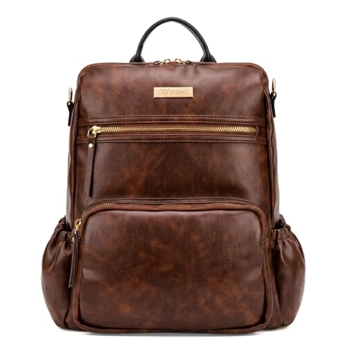 Image of VISMIINTREND Backpack for Woman /Teens Girl, Leather, Stylish, Handbag, Purse,Ladies,Office,Travel,College,Daily-Use,14-inch Laptop Bag, Elegant, Gifts for Women /Girls, Birthday Gift for Wife /Sister