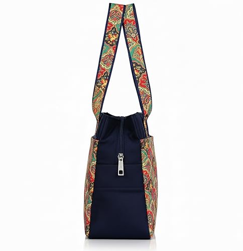 Image of Printed Handbag for Women | Office Bag | Stylish Bag for Office Use | Nylon Large Shoulder Bag 20 Liter | Stylish Tote for Office Use | Purse for Women | Vegan Handbag | Daily & Travel Use