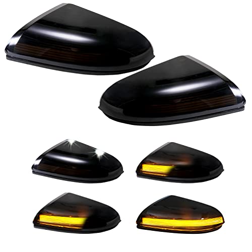 LOIYLLEN Left & Right Passenger and Driver Side Mirror Turn Signal Light Replacement for Dodge Ram 1500 2500 2009 2010 2011 2012 2013 2014 2015 2016 2017 2018 - Smoked Lamp 68064948AA 68064949AA