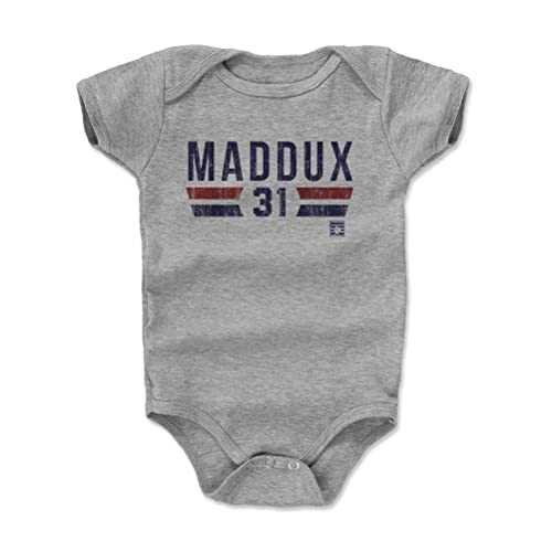 500 LEVEL Greg Maddux Baby Infant One Piece Bodysuit (6M, Heather Gray) - Greg Maddux Atlanta Font