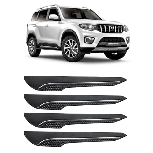 Image of AOSIS-Car Bumper Protector /Bumper Guard for Mahindra XUV700 with Single Chrome Stripe (4-Pcs)