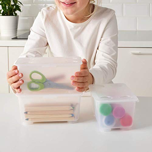 Image of Ikea Asia Glis Plastic Rectangular Box with Lid (Pink, Turquoise, 17x10cm) - Set of 3