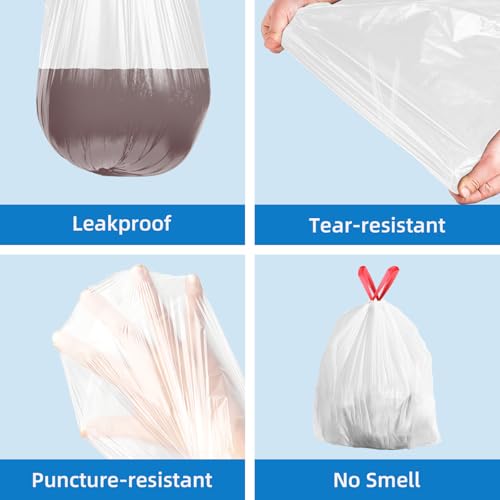 Image of KdbK 13.2 Gallon Tall Kitchen Drawstring Trash Bags, 200 Count Pre-separated Garbage Bags, Unscented, Leak Proof, Waste Bag for Kitchen, Office, Home