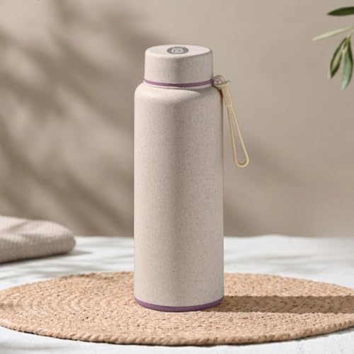 Image of Eha Earth Friendly Hydralife Water Bottle for Office & Schools | 600 ml Stainless Steel Water Bottle for Kids & Adults Made with Rice Husk | Bottle for Men, Women | Leak Proof | 1 Unit