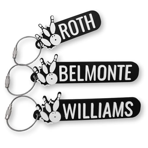 Personalized Bowling Keychain, Backpack tags, Kid's name tags, Custom bowling water bottle tags, Sports bag keychain, bowling team gift, Keyring charm, Custom bowling tag