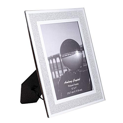 Amlong Crystal Sparkle Mirror Glass Picture Frames 5X7 #TOP1