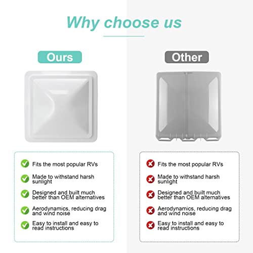 Lbk 14" Universal Rv, Trailer, Camper, Motorhome (White 2 Pack) Roof Vent Cover - Vent Lid Replacement , Made In Usa #TOP4