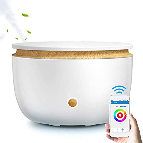 Diffusor mit ätherischen Ölen Mit WLAN-Sprachsteuerung, 500 ml Aromadiffusor, 14-Farben-LED-Leuchten, wasserlose automatische Abschaltung für