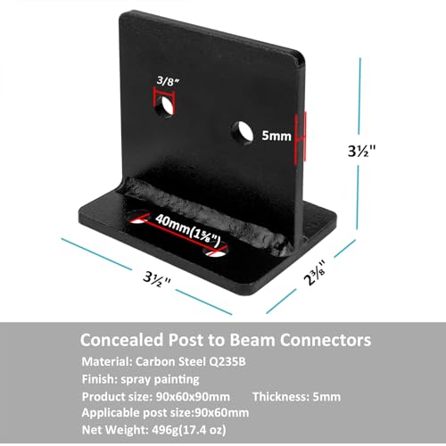 YIDU69Q 4 Pcs 4x4 Concealed Post Base, Heavy Duty Knife Plate Bracket, 6 Gauge Post Anchor Holders