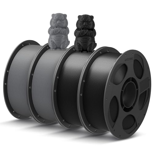 ANYCUBIC Filament PLA pour Imprimante 3D, Filament PLA de 1,75 mm pour l’impression 3D sur Imprimante 3D et Stylo 3D, Identification Intelligente Filament, Noir*2+Gris Texturé*2, 4kg Noir+Gr