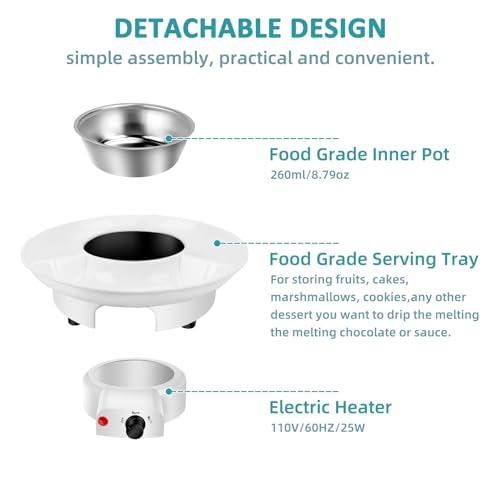 8.79oz MINI Electric Chocolate Melting Pot,Melting Fondue Set with 4PCS Forks,Cute Chocolate Fondue Fountain,Warmer Machine for Milk Chocolate,Cheese,Butter,Candy - Thumbnail 2