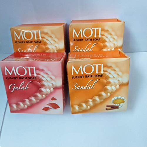 Moti Luxury Bath Soap Combo. (Sandal + Gulab) 4 Soaps 150 gm each