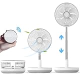 Portable Pedestal Fan with Touch Remote Control, Super Quiet DC Motor and Automatic Oscillation. Fol