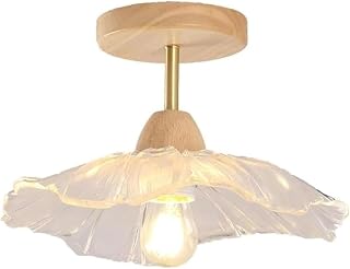 Japanese Modern Lantern Ceiling Light Semi Flush Mount with Glass Shade E27 Base Minimalist Fixture for Entrance Entryway Hallway Aisle Porch Asian Home Decor
