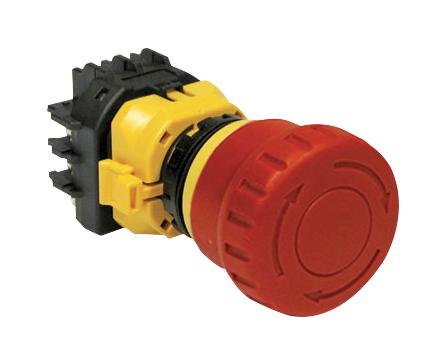 Idec XW1E-BV402M-R Non-Illuminated Emergency Stop Switch With Terminal Cover Push-Lock Pull/Turn Reset 30/125/250 Volt 2 NC 22 mm Mounting Hole