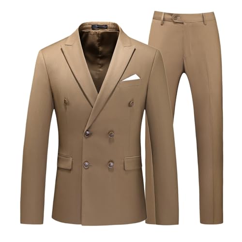 Men's 2 Piece Slim Fit Suit Business Casual Notched Lapel Double Breasted Jacket Pants Set Wedding Suit Prom Suit