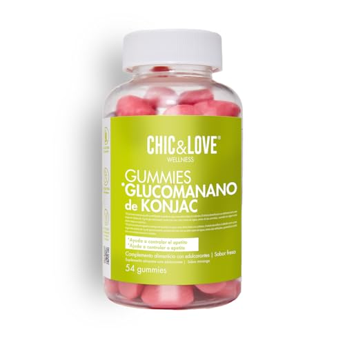 CHIC & LOVE | Gominolas Saciantes para Mujer | Sensación de Saciedad | SIN Gluten, SIN Lactosa, SIN Azúcar | Sabor Fresa | 54 Gominolas | Recomendable 4 al Día