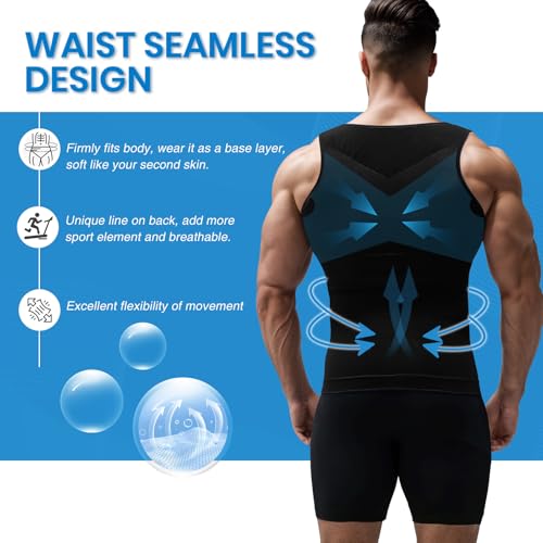 Image of MEETYOO Mens Compression Shirt Slimming Undershirt for Men Shapewear Gynecomastia Compression Shirt Men Body Shaper