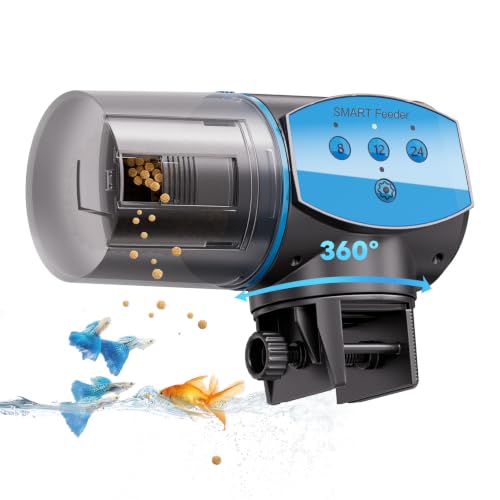 Automatic Fish Feeder for Aquarium 200ML Large Capacity Auto Fish Food Dispenser with Timer Programmable Vacation Feeder for Small & Large Fish Tank Betta & Turtle Tank