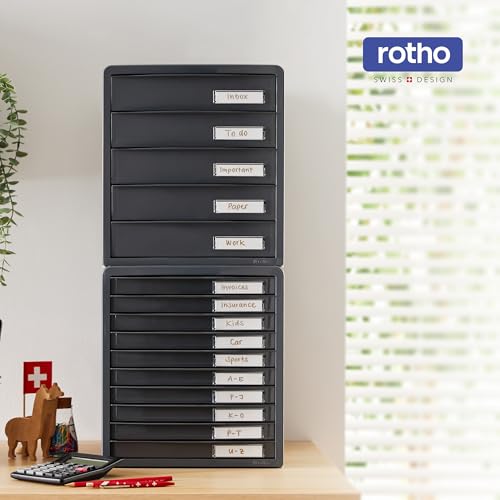 Miniatura 8 de Rotho Timeless Cajón Caja De Oficina Con 10 Cajones, Plástico Ps Sin Bpa, Antracita, 34.5 X 29.0 X 32.0 Cm