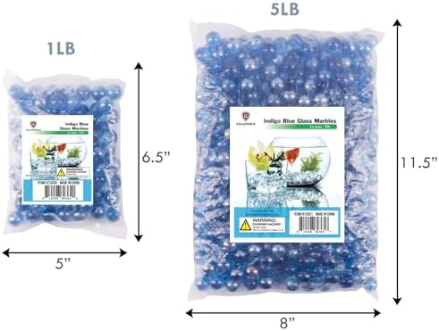 Galashield Marbles for Vases | Glass Marbles Bulk Vase Fillers | Glass Beads for Vases, Indigo Blue Round Marble 1lb, (Approx. 80 pcs)