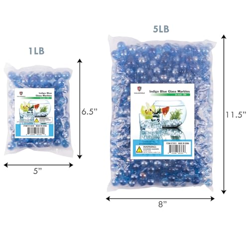 Galashield Marbles for Vases | Glass Marbles Bulk Vase Fillers | Glass Beads for Vases, Indigo Blue Round Marble 1lb, (Approx. 80 pcs)