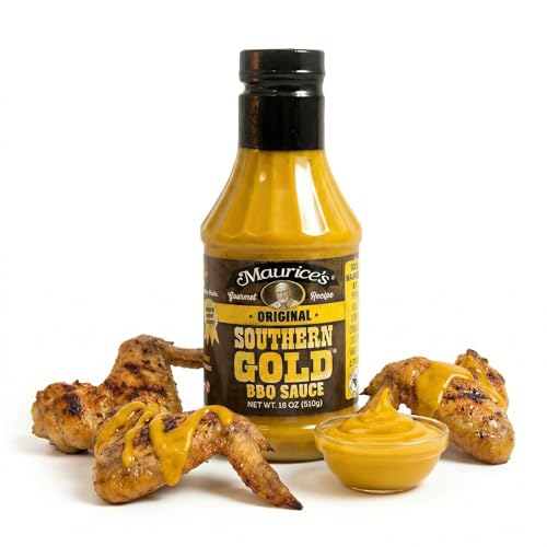 Maurice’s Southern Gold BBQ Sauce – Classic Carolina Mustard BBQ Sauce with Bold Flavor – Authentic Southern Carolina Barbeque Dressing – Rich Barbecue Sauces Tradition, Original 18oz