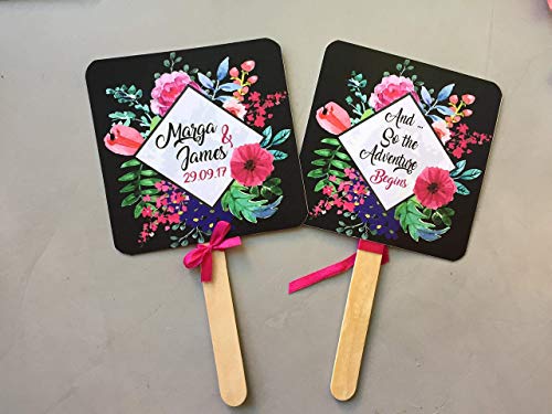 Pai Pai para bodas negros personalizado 30 unidades con lacito.