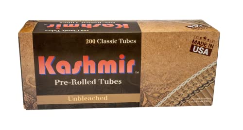 Kashmir Unbleached Cigarette Tubes - Classic Cigarette Tubes For A Pure And Smooth Taste With Highest Quality Papers (200 Count, King Size) #TOP6