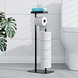 Rustproof Metal Toilet Paper Stand for 4 Rolls with Anti-Slip Base and Shelf