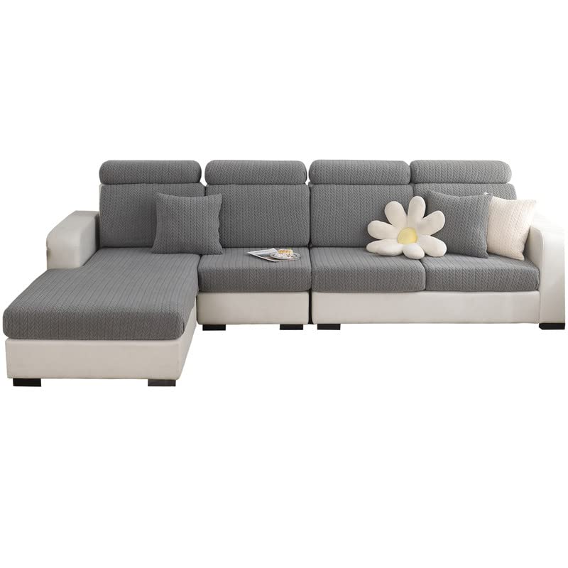 Housse de canapé d'angle jacquard antidérapante et lavable pour grand canapé 3 places
