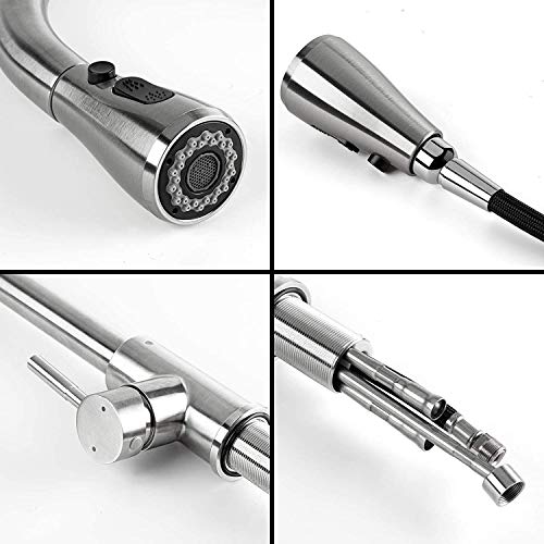 Kitchen Mixer Sink Tap, Made of 304 Stainless Steel, 360 Degree Kitchen Mixer taps with Pull Out Spray, Provide hot and Cold Water Settings, Single-Handle Lead-Free Sink aucet
