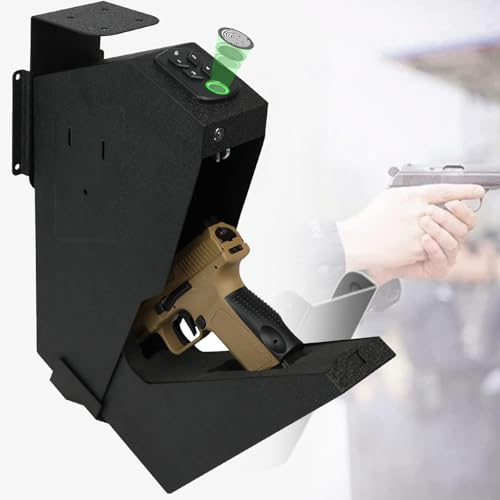 Caja Fuerte para Pistola con Huella Dactilar, Armario para Pistola montado en la Pared, Armario para Pistola, Caja Fuerte para Armas, Caja Fuerte para Armas con Teclado Digital y Llave
