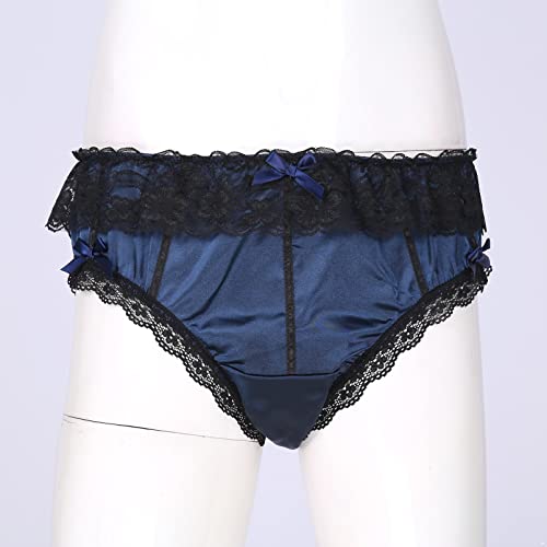 Men's Silky Satin Lace Ruffled Bowknot Panties Knickers Sissy Crossdress Briefs3