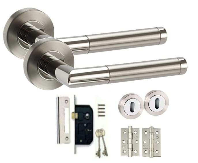 Golden Grace Mitred Door Handles Lever Pack, Duo Chrome Finish