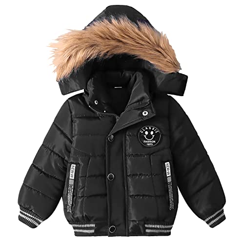 Modntoga Toddler Baby Boys Autumn Winter Down Jacket Coat Warm Padded Thick Outerwear Clothes Snowsuit Fleece (Black, 2Xl(3-4 Years) #TOP20