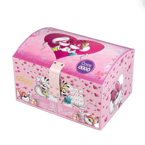 DIDDL - Coffret à Bijoux Digicode Diddl - Boîte à Bijoux Fille Avec Code Secret - Coffre Rose avec Tiroirs + Compartiments Amovibles - Nombreux Rangements - Piles Incluses - Idée Cadeau Magique