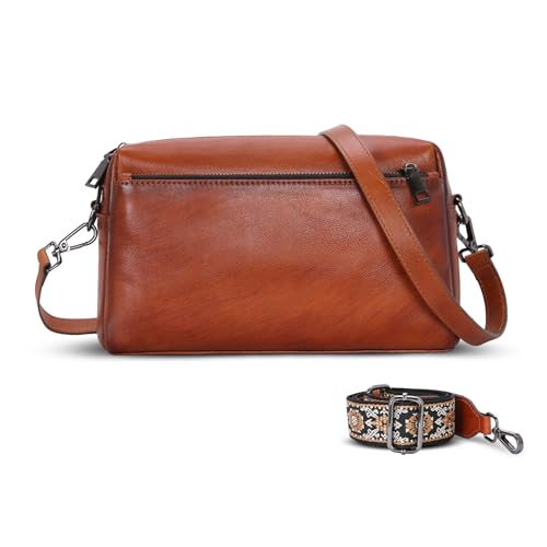 HESHE Leather Crossbody Purses for Women Vintage Shoulder Bag with Multi Compartments Small Hobo Purse for Everyday2