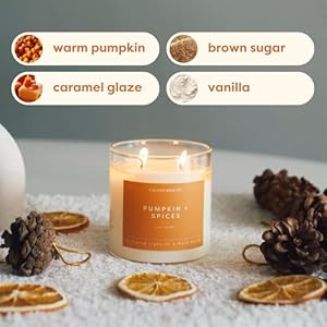 Pumpkin Spice Scented Holiday Candle Soy Wax Candles for The Home Scented with Phthalate Free Oils 35 x 3 inch 88 oz 37 Hour Burn Time Fall Candles Home Decor in Glass Jar Calyan Wax