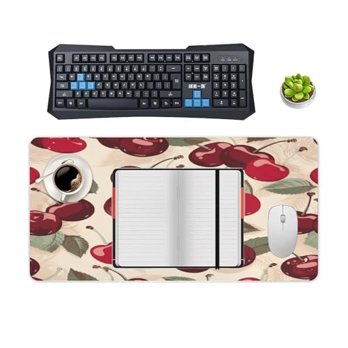 Mouse pad grande antideslizante con diseño cereza de goma miniatura 4