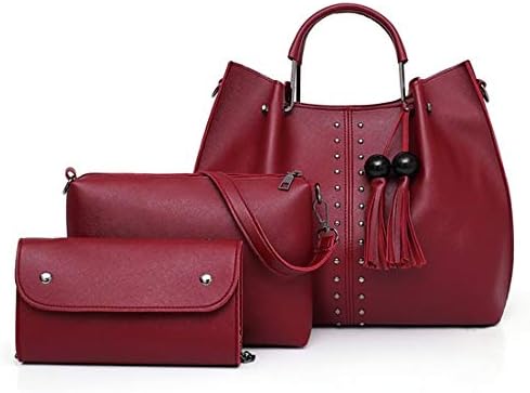 SIANO Women's Premium Quality Custom Italian Leather Set Of 3 Red Color Hand Bag